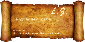 Langhammer Zita névjegykártya